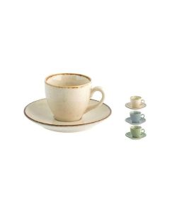 H&H Lifestile Pearl Set Tazzine da caff￨ in porcellana colorate con piattino - confezione da 4 pezzi