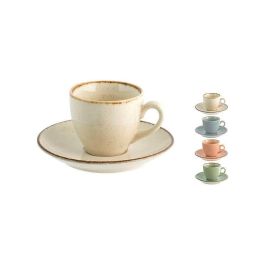 H&H Lifestile Pearl Set Tazzine da caffè in porcellana colorate con piattino - confezione da 4 pezzi