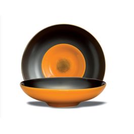 LE COQ Ekate Piatto Fondo Arancione D. 22 cm H. 5,5 cm - Confezione 3 pezzi