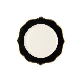 LE COQ Ionica Piatto pane color nero con filo oro al bordo e filo Marly D. 15 cm - Confezione 6 pezzi