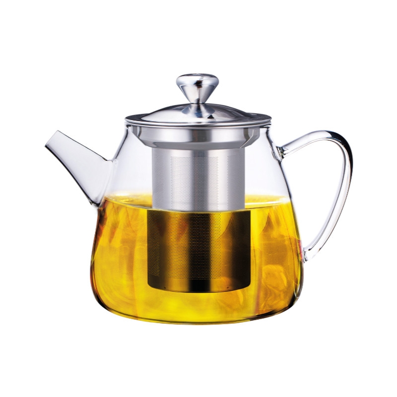 HEMOTON Teiera in vetro da 1200 ml con filtro rimovibile in acciaio INOX 304 in vetro spesso per riscaldare la teiera sul fornello per tè e bustine di tè 